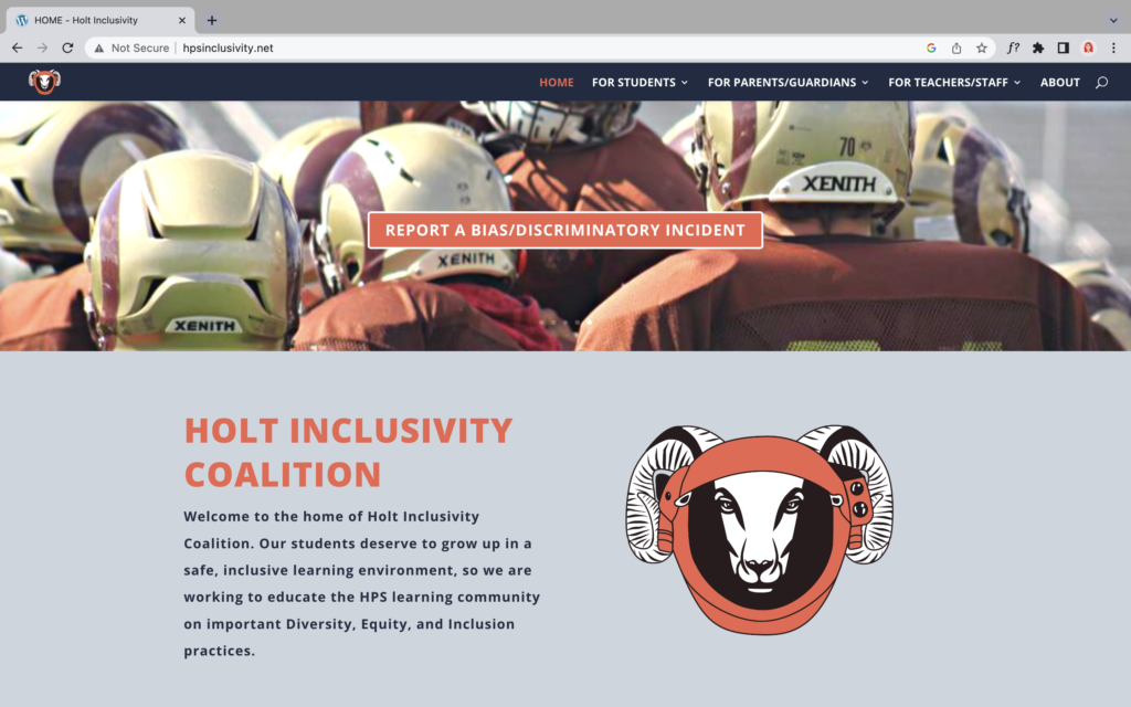 Homepage of Holt Inclusivity Coalition