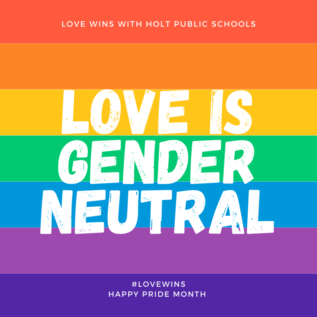 Love is gender neutral instagram post for Pride